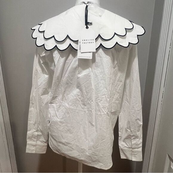 NWT English Factory button down white oversized blouse size small women's - Picture 9 of 11